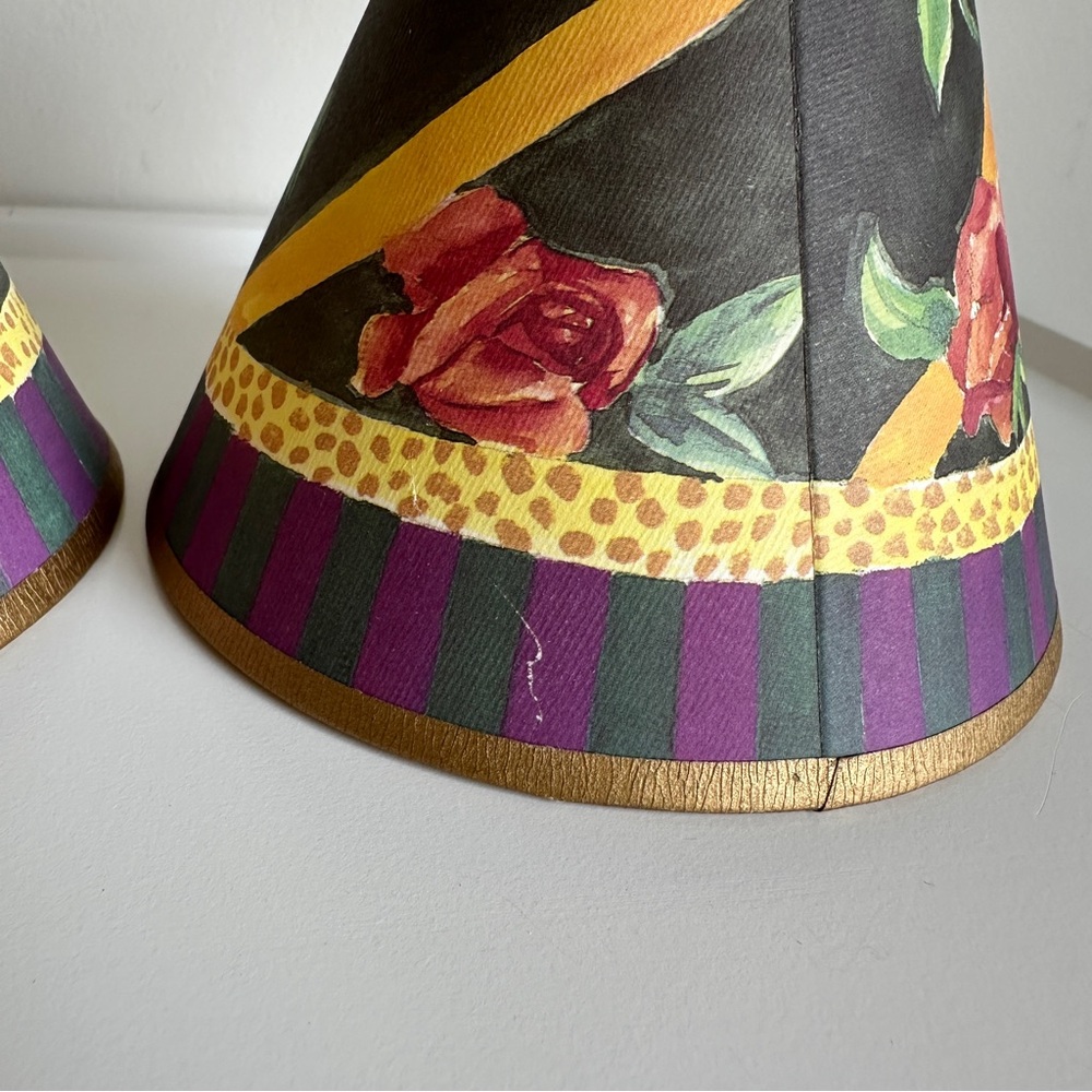 Vintage MacKenzie-Childs Paper Lampshades Floral Clip On - Picture 14 of 14